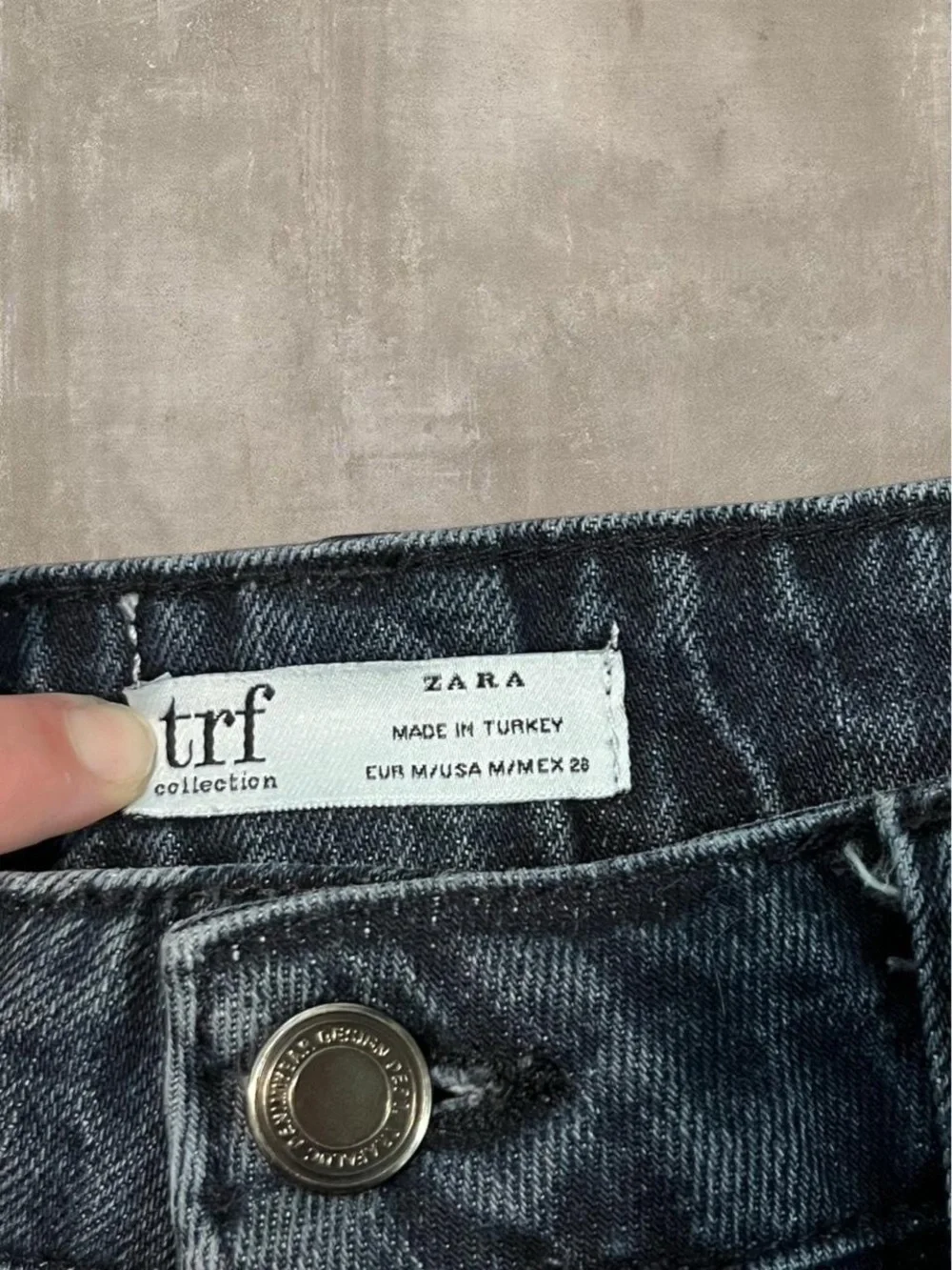 Zara TRF Black Denim Mini Skirt Size 28 Y2K Velvet Side Stripe